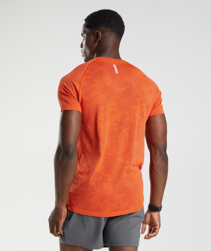 Men's Gymshark Geo Seamless T-Shirts Orange | NZ 0KCPGZ